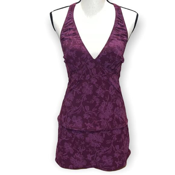 Vintage Magic Suit women’s Purple Swim Top & Skirt burgundy size 8 & Small NWT - Picture 1 of 13
